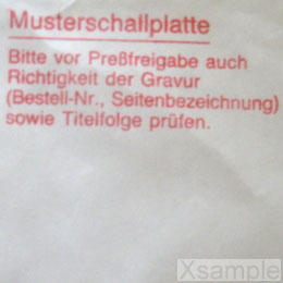 Detail Innersleeve: Stempel Musterschallplatte