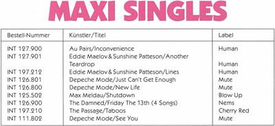 Ausschnitt Katalog Maxi-Singles Ausschnitt Katalog Maxi-Singles